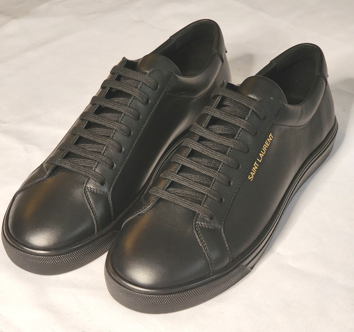 Sneaker da uomo Saint Laurent Andy top basso in pelle lacciata nera 42 EU 9 US