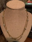 Vintage Signed Miriam Haskell Gold Tone Necklace with Rhinestone Globes 40”