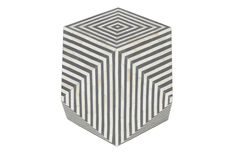 Geometric Bone Inlay Side / End Table  - Image 3 of 4