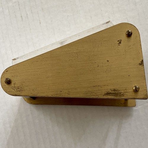 Sheffield Messing Plexiglas Wecker mit Datum Aufzug funktioniert - West Germany Vintage  - Bild 5 von 9