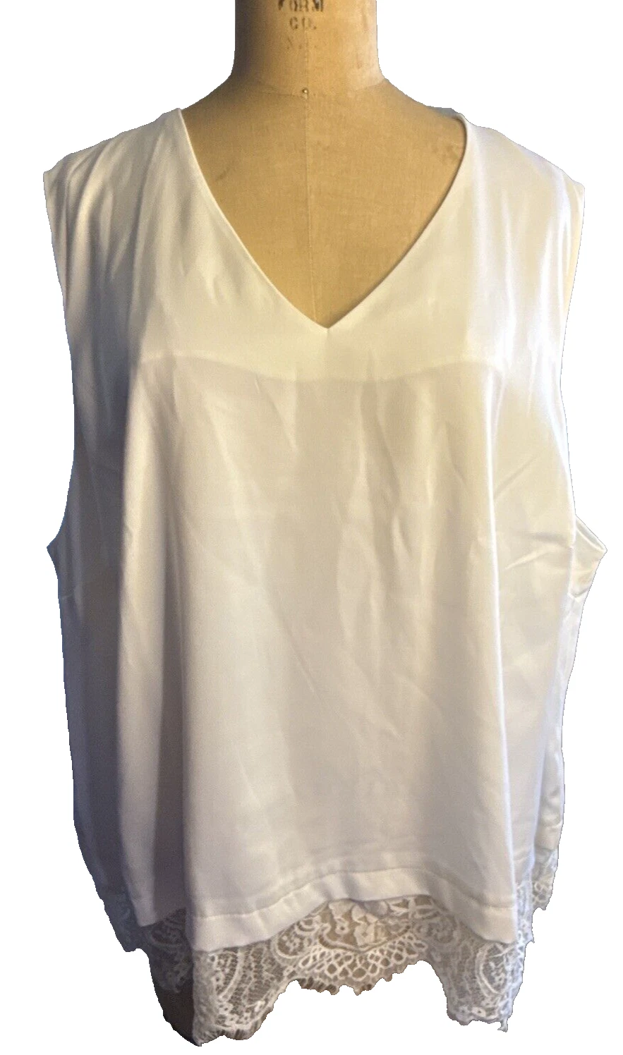 OFF WHITE Abito da lavoro The Limited Off White panna bordo in pizzo setoso scollo a V cami tank nuovo con etichette