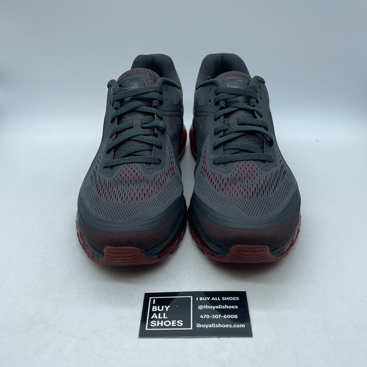 Size 13 - Nike Air Max 2014 Anthracite Grey Red Suede Leather