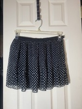 Y2K Super Short Black White Polka Dot Pleated Skirt Size Medium