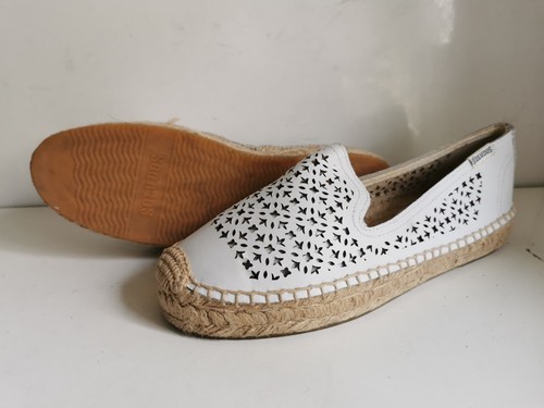 SOLUDOS DESIGNER UK 4 EU 36. 5 DAMEN WEISSE LEDER HALBSCHUHE FLACH ESPADRILLE SCHUHE