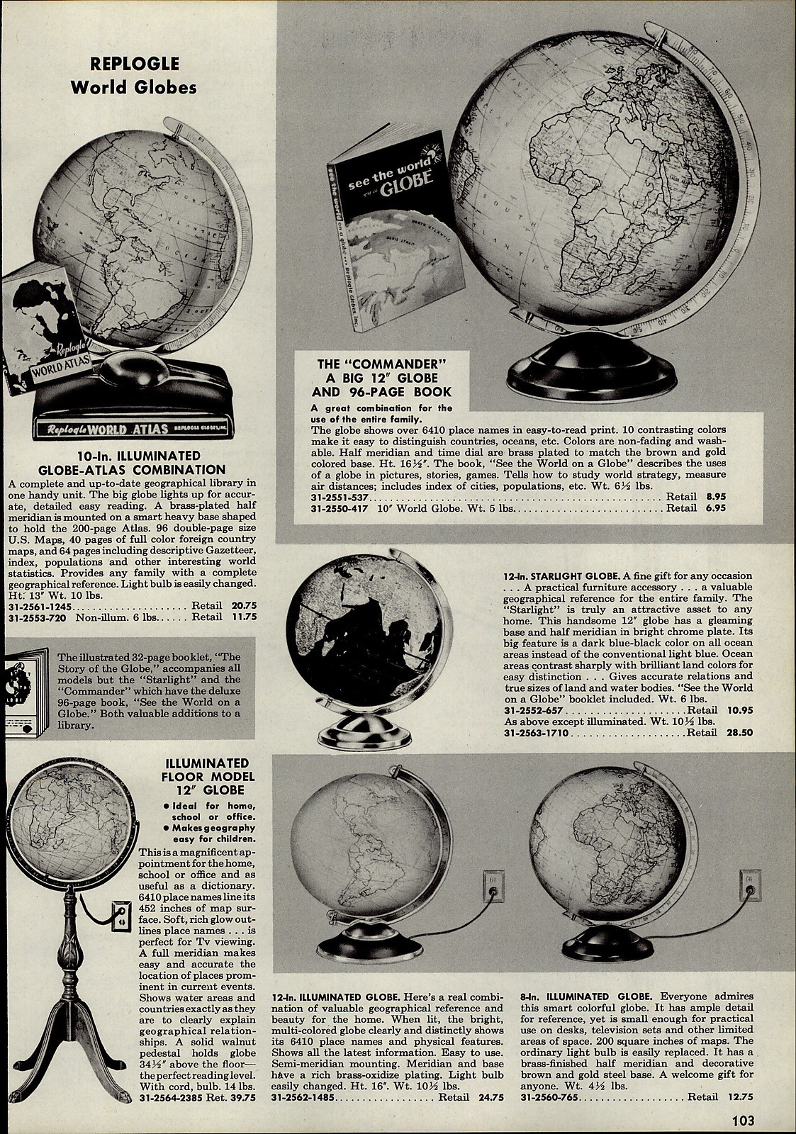 1955 PAPER AD Replogle World Globe Illuminated Starlight Floor Stand Model  | eBay