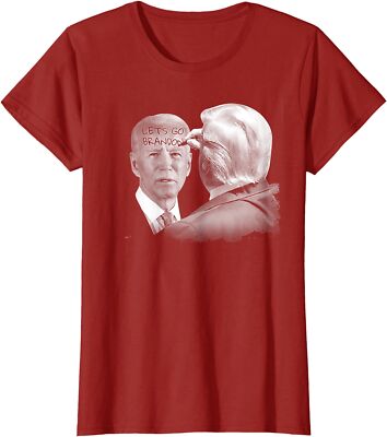 Lets Go Brandon Trump Writes On Biden's Forehead Gift Ladies' Crewneck T-Shirt