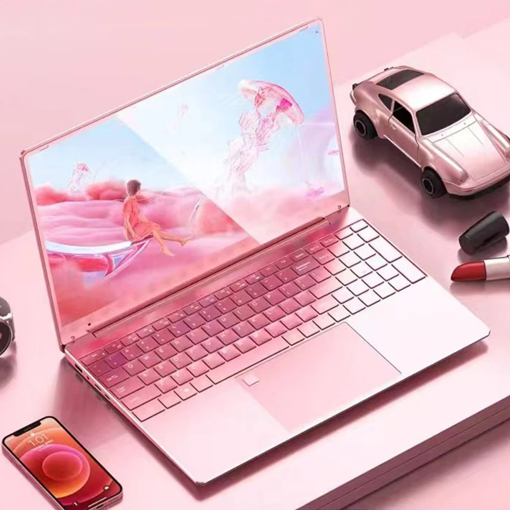 Woman Laptop Windows 10 Office Education Gaming Notebook Pink 15.6