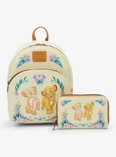 Loungefly Disney The Lion King Simba & Nala Floral Mini Backpack & Wallet