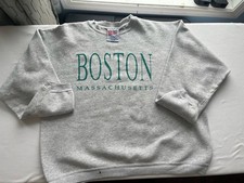 Vintage 90s Boston Massachusetts Hanes Heavyweight Sweatshirt XL FLAWS