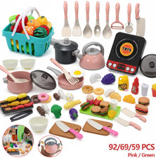 92/69/59 PCS Kids Kitchen Toy Set Pretend Cooking Play Food Pots Pans Utensils