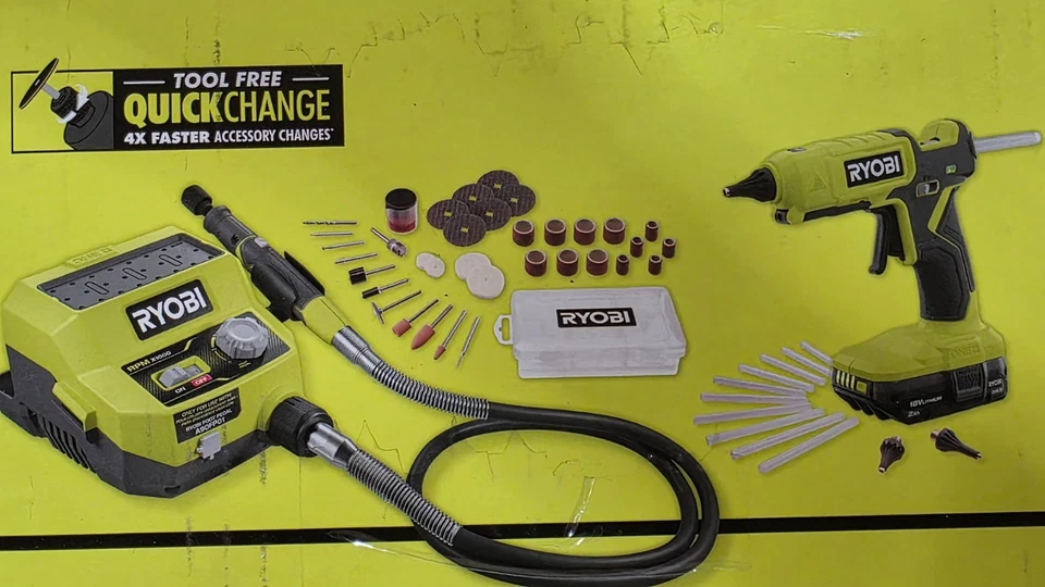 RYOBI 18V 2- Tool Combo Kit w/ Rotary Tool Station, Dual Temp Hot Glue Gun Set - Image 3 of 4