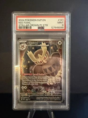 Noctowl 141 Pokemon Center Stamp TCG SVP Stellar Crown Black Star Promo - PSA 9