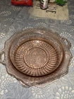 2 PS Anchor Hocking Mayfair Pink Roses Depression Glass Vegetable Bowl w/Handles