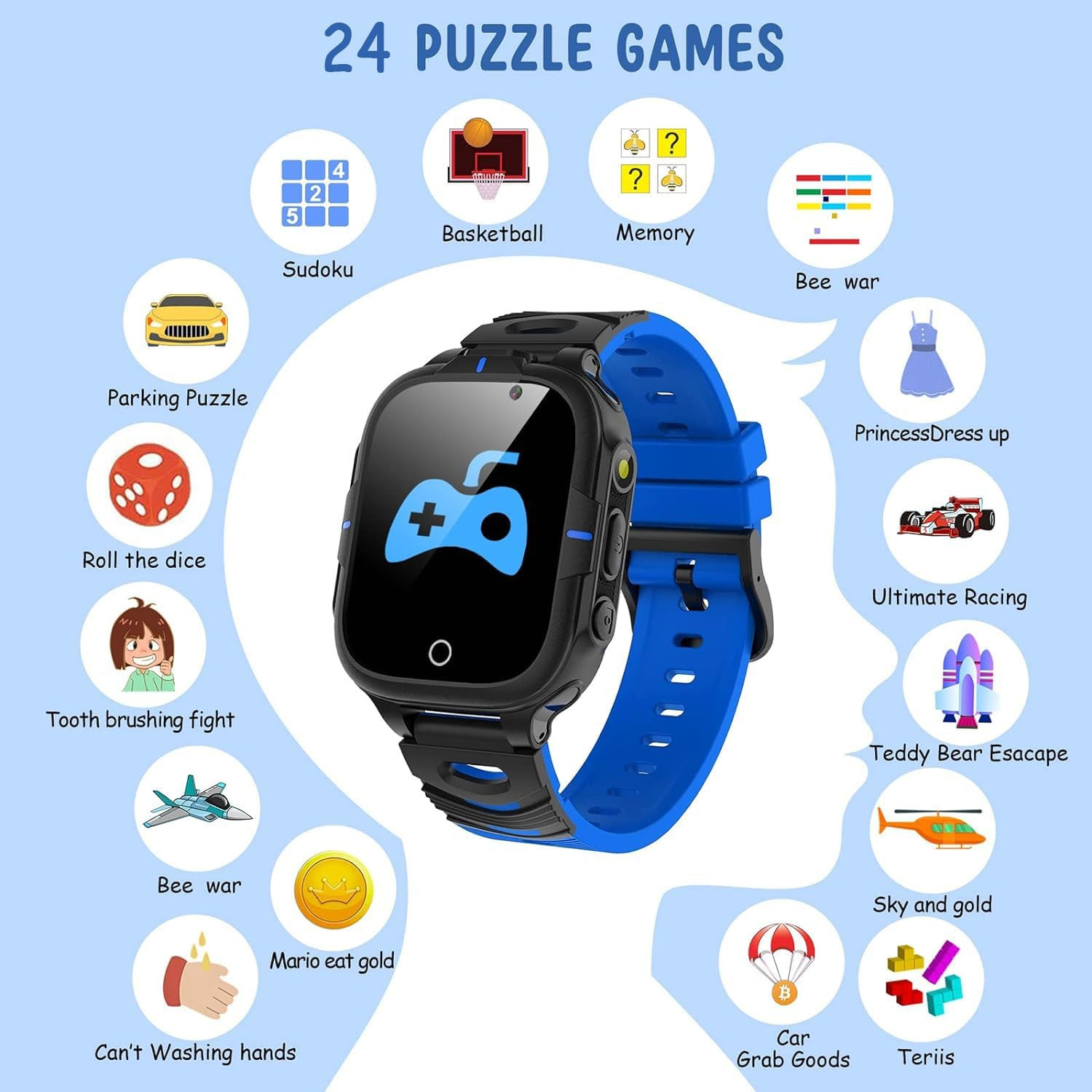 Orologio Smartwatch Bambini Con 24 Giochi, Smartwatch Bambini Telefono per Ragaz foto 3