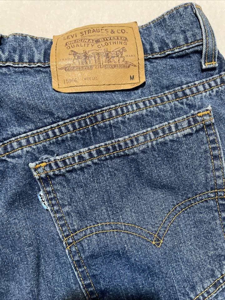 Редкие винтажные джинсы 90-х Levi's 966 с широкой посадкой и высоким подъемом США женские размер 12 M Y2K - Изображение 3 из 4