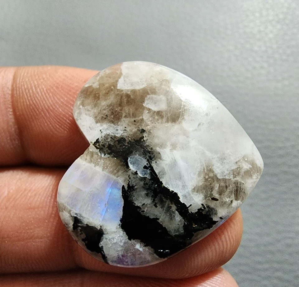 41 Crt Brillante Blanco Arco Iris Piedra Lunar Cabujón Forma Corazón Joyería ... - Imagen 4 de 4