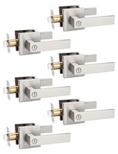 Privacy Door Knobs Brushed Nickel 6 Pack Keyless Interior Bedroom Bathroom
