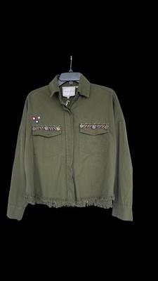 Anthropology Beautiful Stories Olive Green Utility Jacket Size M New With Tags