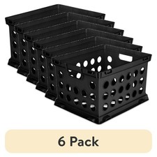 Sterilite Plastic File Crate Stackable Hanging Folder Storage Bin Black (6 Pack)