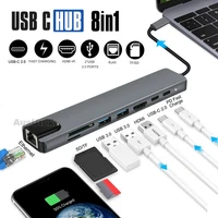 8-in-1 USB-C Hub HDMI RJ45 Ethernet USB 3.0 Micro SD TF OTG Adapter
