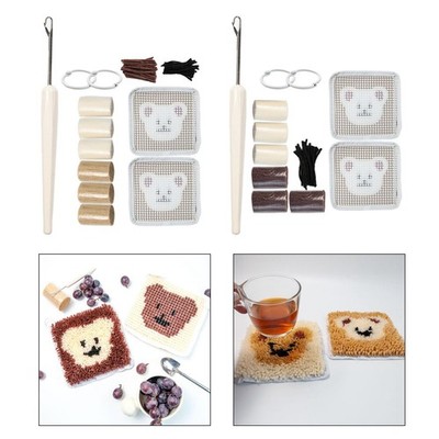 Sets von DIY-Häkelstick-Kits, Cup Mats Cup Pad, vorgedruckt mit Häkelwerkzeug,