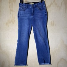 Democracy Jeans Women  s Size 6  Ab  Technology Blue Denim Frayed Hem Stretch