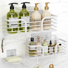 Shower Caddy, Shower Organizer with Soap Holder and Hooks, Rustproof Shower S...