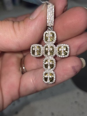 Sterling Silber Kreuz Anhänger Moissanit 2,33ctw 925 11,7mm Ballen Wunschstück 