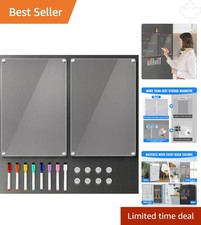 2 Pack 12x8 Acrylic Magnetic Whiteboards for Fridge - Clear Dry Erase Planner