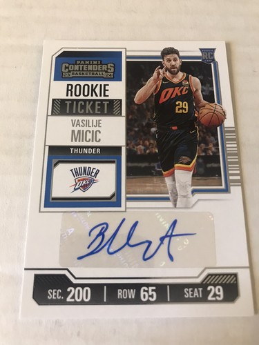 2023-24 Panini Contenders BIGLIETTO ROOKIE AUTO SP Vasilije Micic Hornets Thunder - Foto 1 di 2