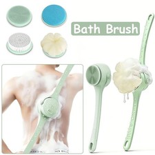 Electric Body Scrubber Bath Brush Waterproof 4 Heads Long Handle Back Cleaner