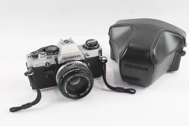 Olympus OM10 SLR Film Camera Working w/ Zuiko 50mm F/1.8 Lens & Accessories