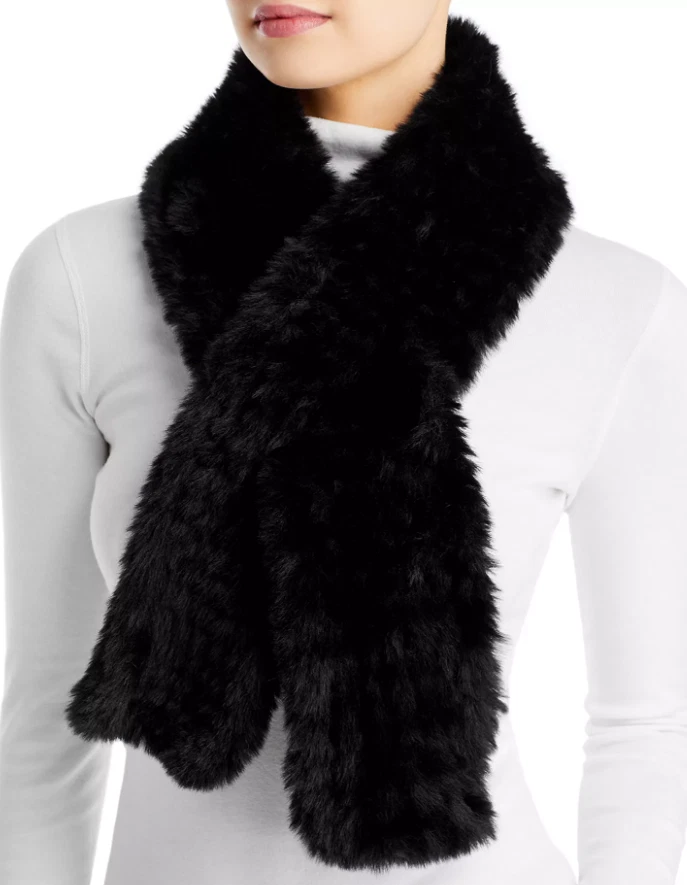 Surell women's Faux Fur Pull Thru Black Scarf - One size - retail $75