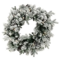artplants Deko Kranz Tannenkranz Lyngdal, Beschneit, Zapfen, Leds, Ø60Cm