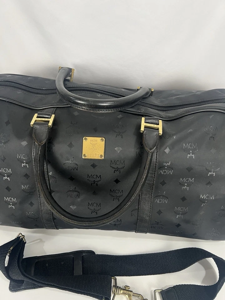 Linda bolsa de viagem MCM preta monograma Visetos feita à mão na Alemanha - Imagem 2 de 4