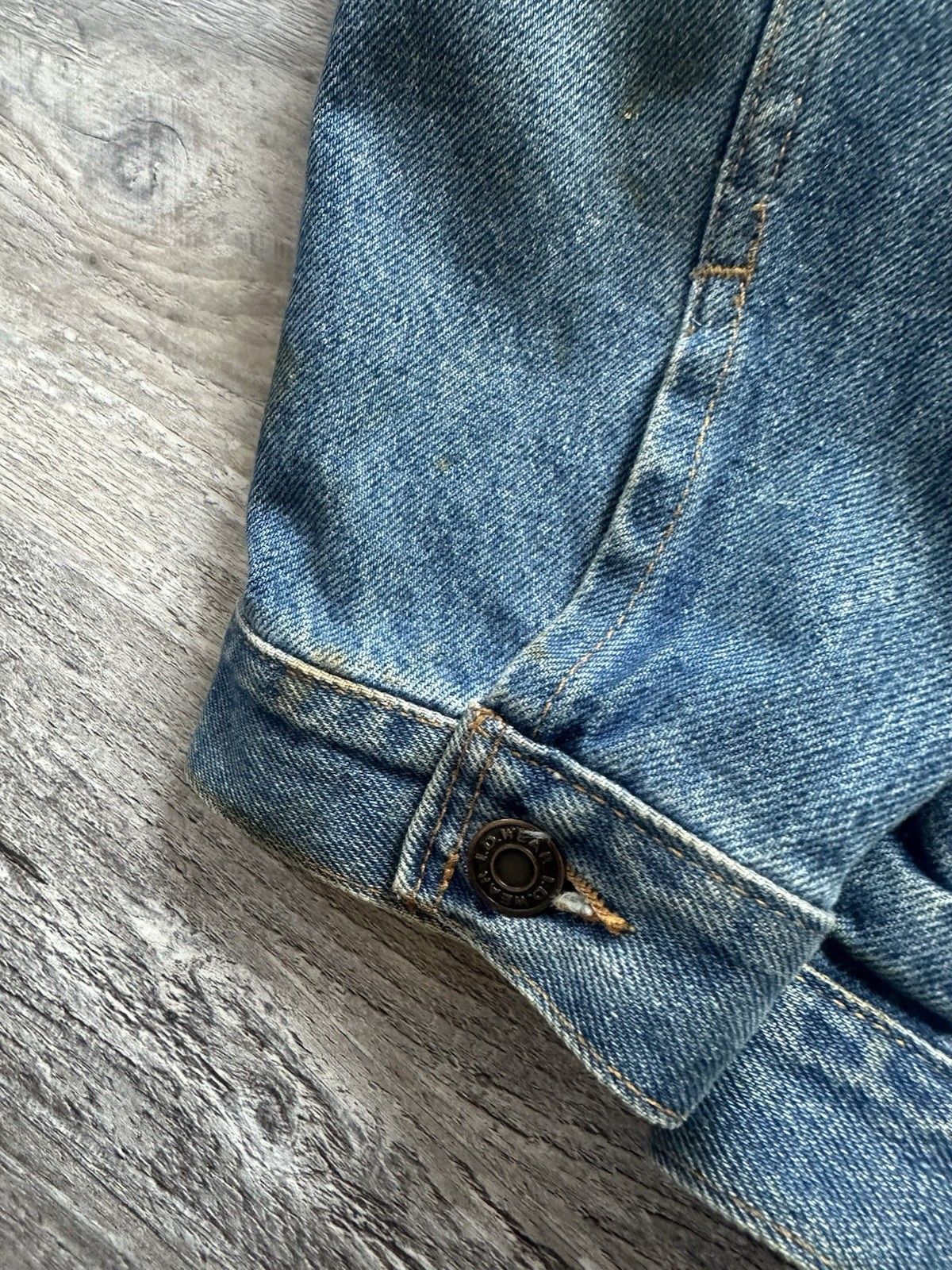 Vintage ID Wear International Denim Jean Jacket Size Large Eagle America