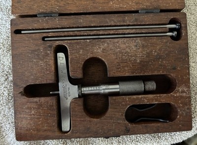 Starrett No. 513 Depth Micrometer Set w/ Wooden Case Machinist Tool Made