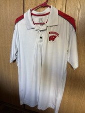 Wisconsin Badgers Polo Shirt White/Red LARGE
