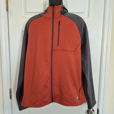 LL Bean Mountain Fleece FZ Hoodie Mens XL Rust Orange Gray 515094 NWT