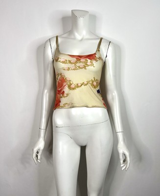 Vtg Roberto Cavalli SS2001 Jewel Print Top 42 M