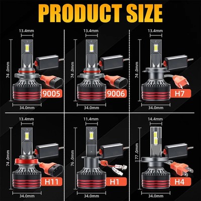 2800000LM H7 Led Headlights H4 H3 H1 H8 H11 9005 Chips 2600W Auto Fog Lamp 2Pcs