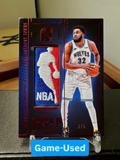 #/5 2024-25 Panini Silhouette Karl-Anthony Towns Red Game Used Logoman Patch