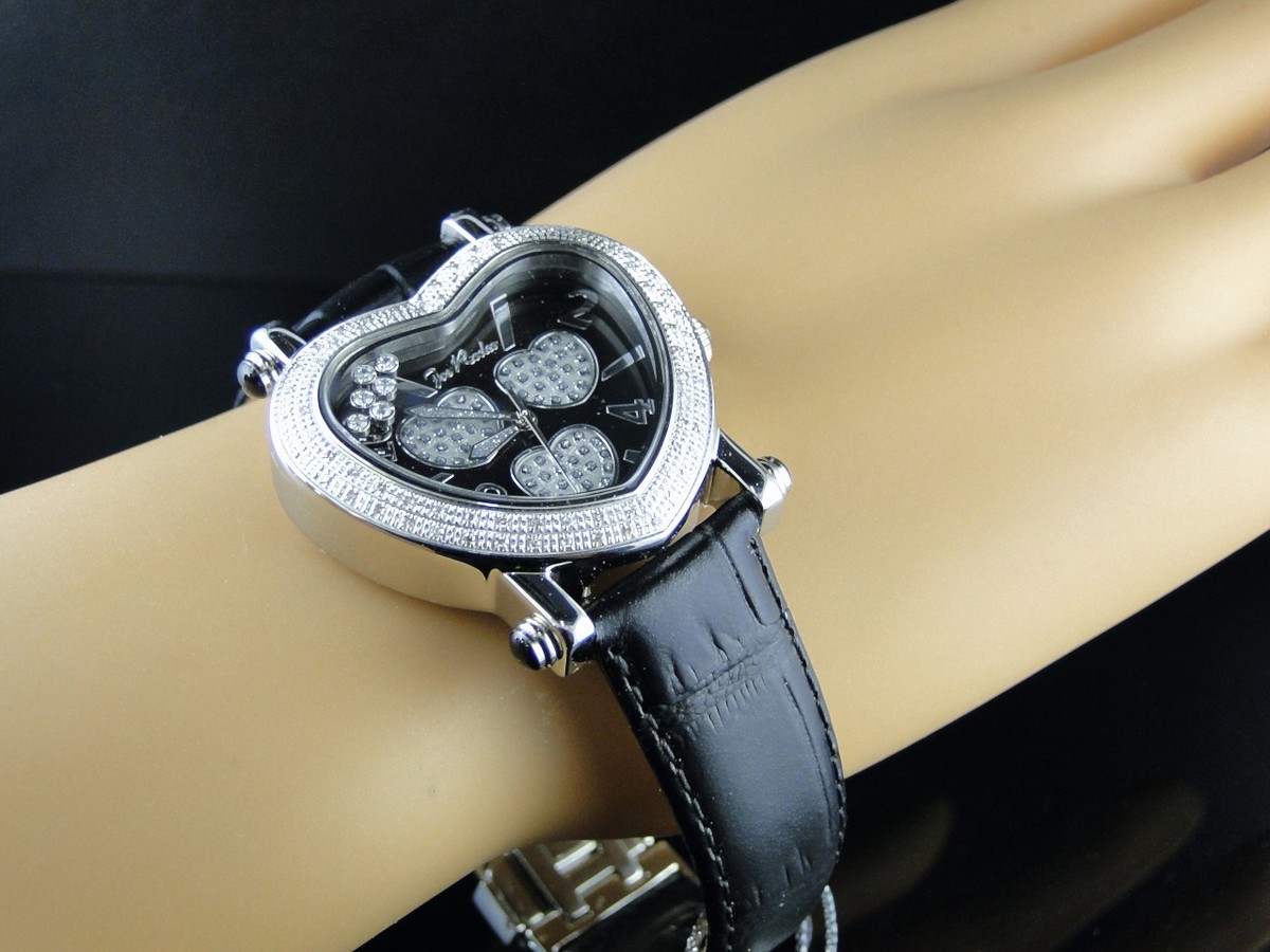 Ladies 38MM Black Joe Rodeo 0.75CT Diamond Watch Moving heart(80
