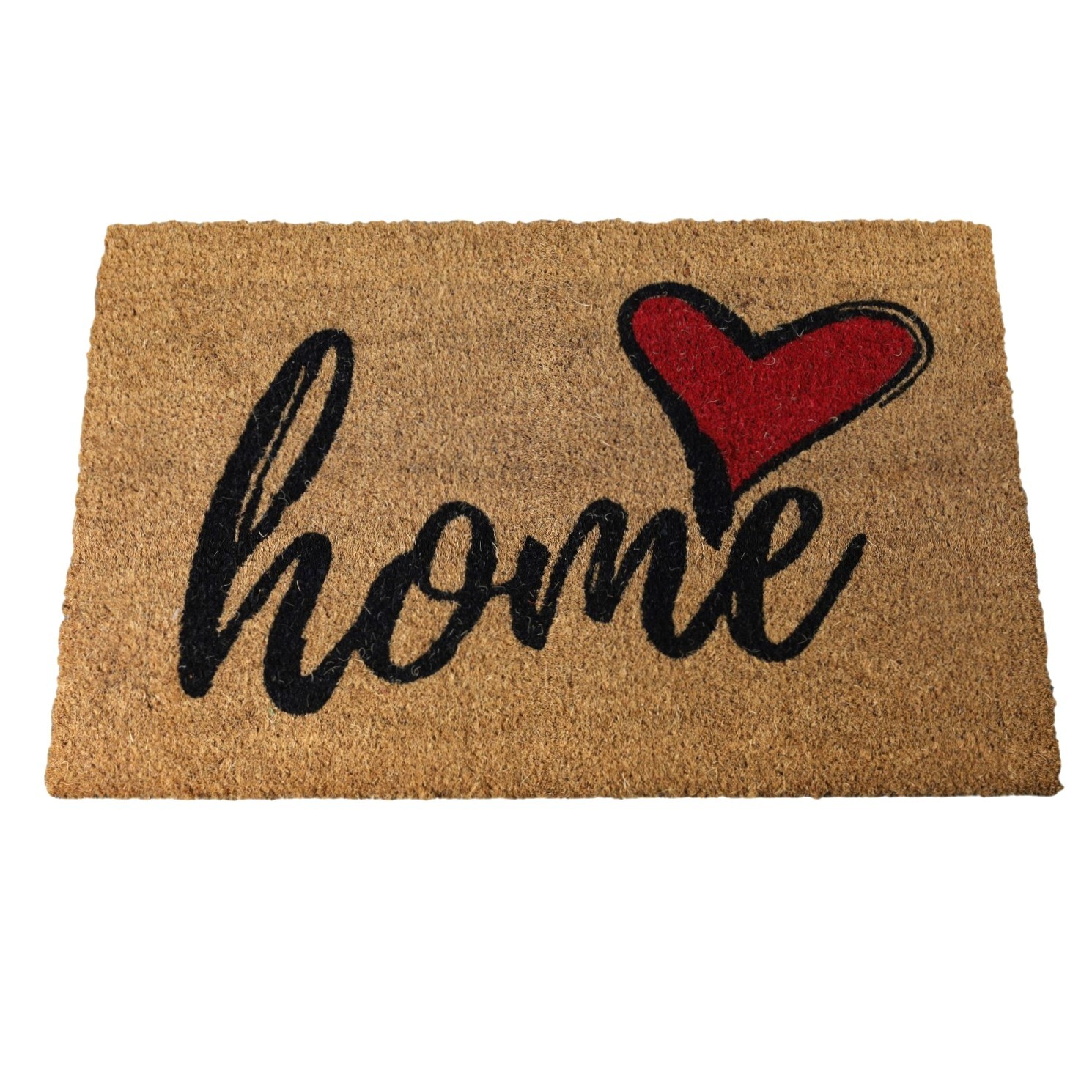 60x40cm Coir Door Mat Red Heart Home Entrance Mat Rug Anti-Slip Dirt Scraper