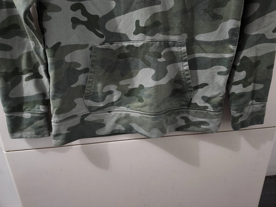 GAP Sudadera Mujer S Verde Sudadera con Capucha Pullover Camuflaje Bordado Letro Deletreado Vellón Foto 2 de 4