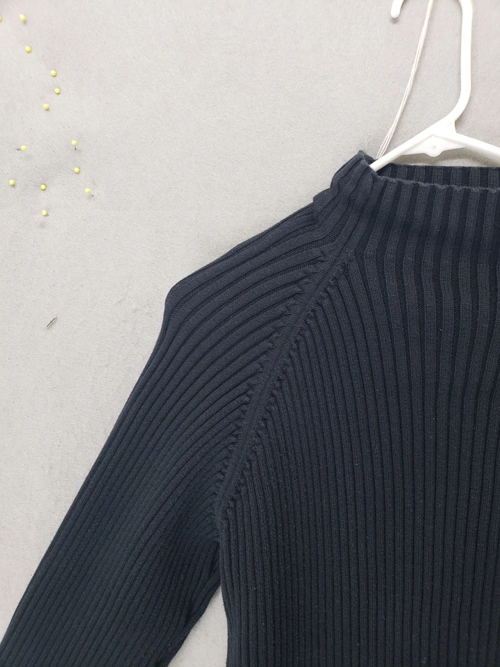 Relativity Sweater Women 1X Black Ribbed Cotton Knit Long Sleev Pullover Classic - Image 2 of 4