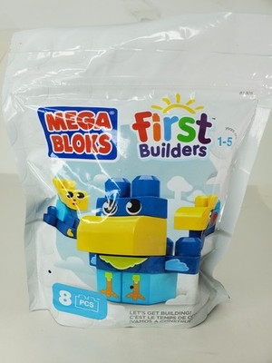 Mega Bloks First Builders 8 Piece Set Blue Blocks NEW