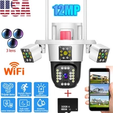 New 3 Lens WiFi Battery Camera Wireless Outdoor CCTV 4K Security Camera USA