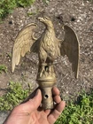 Vintage Eagle Flagpole Topper Finial, Folded Wings, Americana USA, Brass Antique
