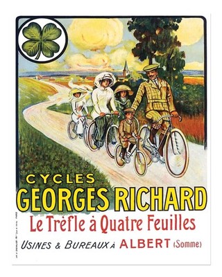 Vintage Fahrrad Familien Wandkunst Klassische Werbung Landschaftsszene